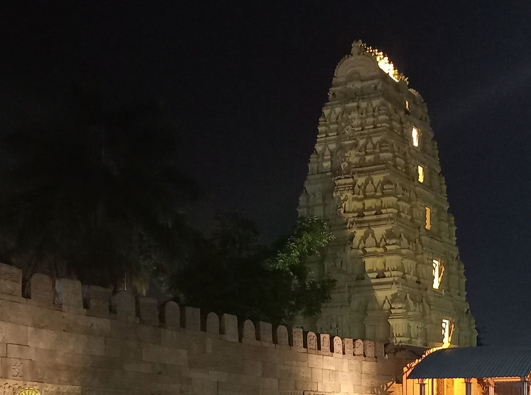 Night view of Srisailam Temple South Gopuram